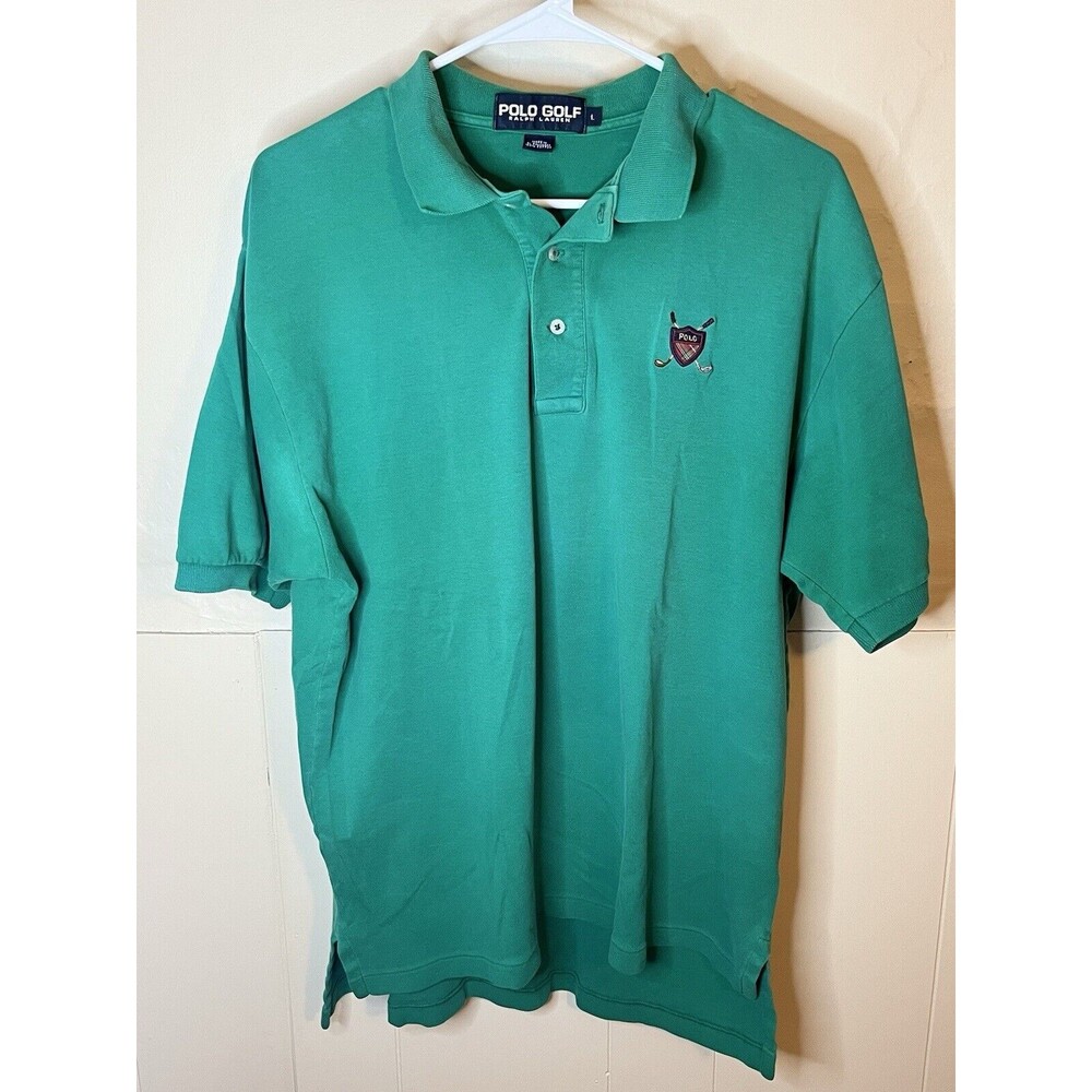 Polo Golf Ralph Lauren Men’s Large Green Short Sleeve Polo Shirt 100% Cotton